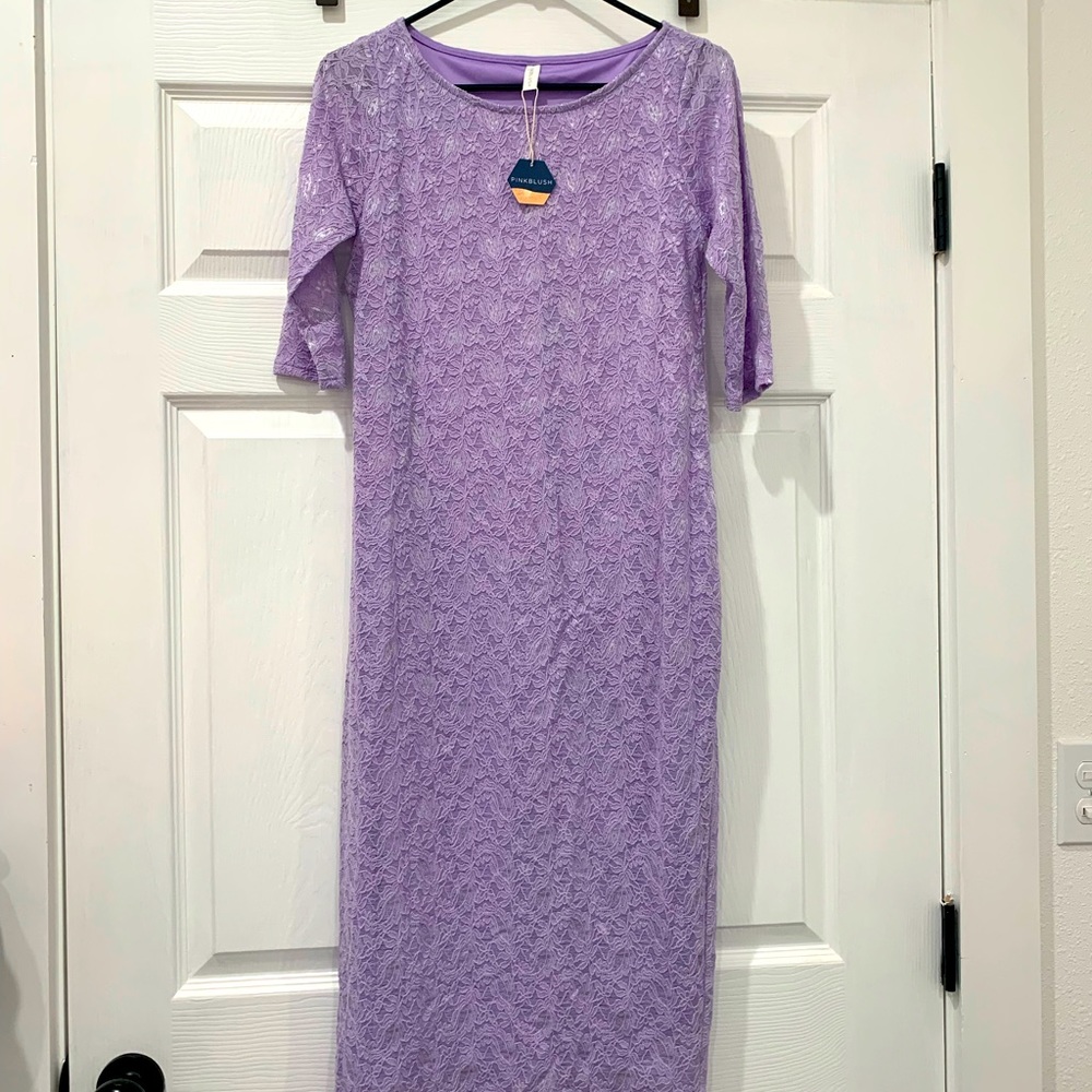 Pinkblush lavender lace, mid length dress! Never worn. New with tags.
